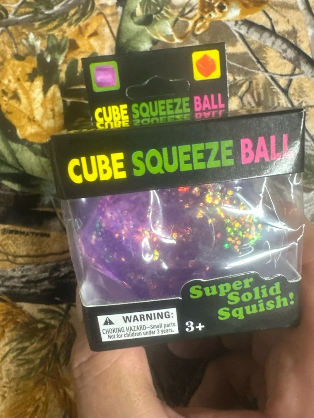 Cube Squeeze Ball Super Solid Squish Stress Ball - Purple Glitter